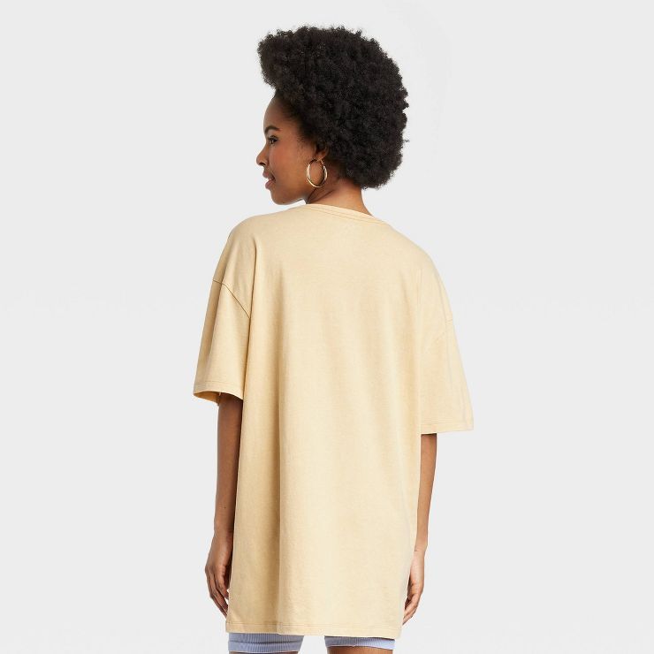 Women's Summer of Love Short Sleeve Oversized Graphic T-Shirt Dress - Yellow | Target