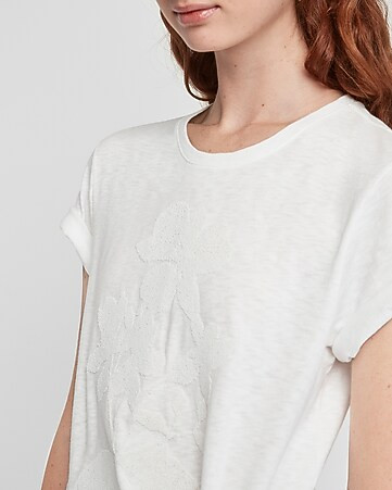 Beaded Graphic Boyfriend Tee | Express