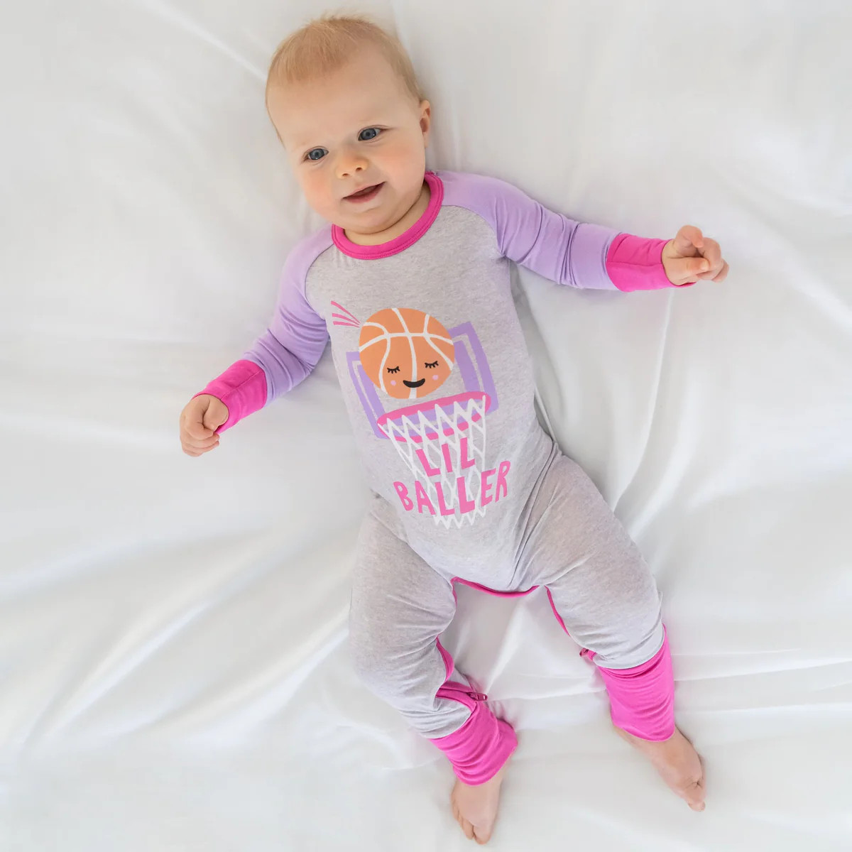 Pink Lil Baller Crescent Zippy | Little Sleepies
