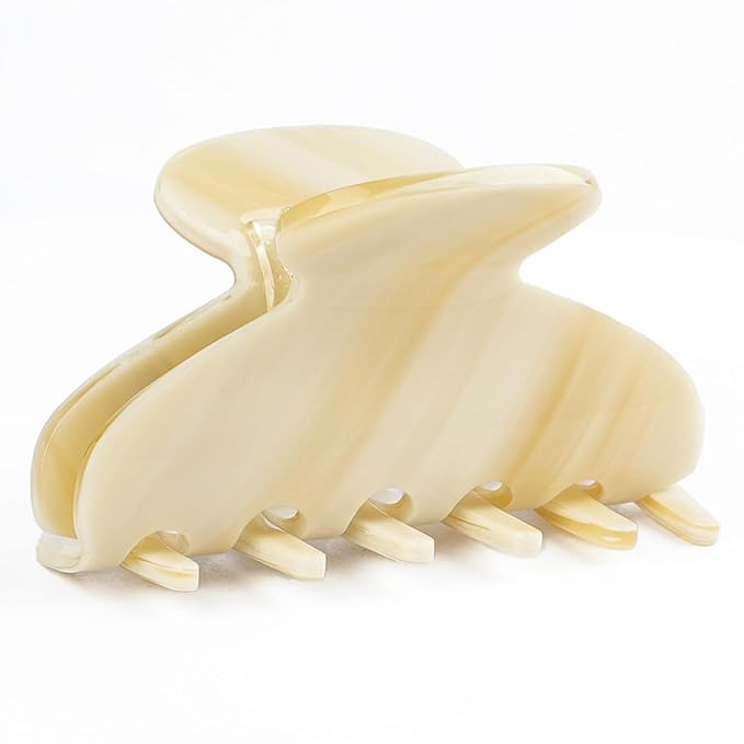 MAORULU Medium Cute Acetate Hair Claw Clip for Women Girls, 3 Inch Cream White Claw Clips for Thi... | Amazon (US)