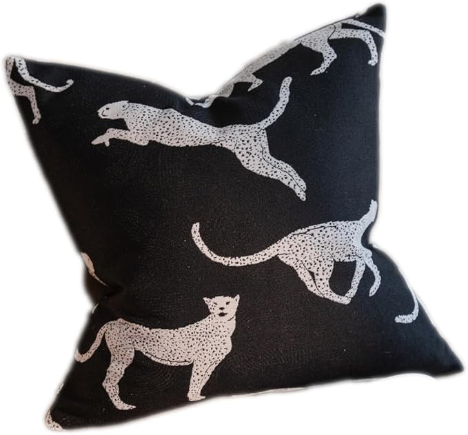 Croker Horse 18x18'' Throw Pillow Cushion Covers - Black Embroidery Leopard Cheetah Luxury Modern... | Amazon (US)