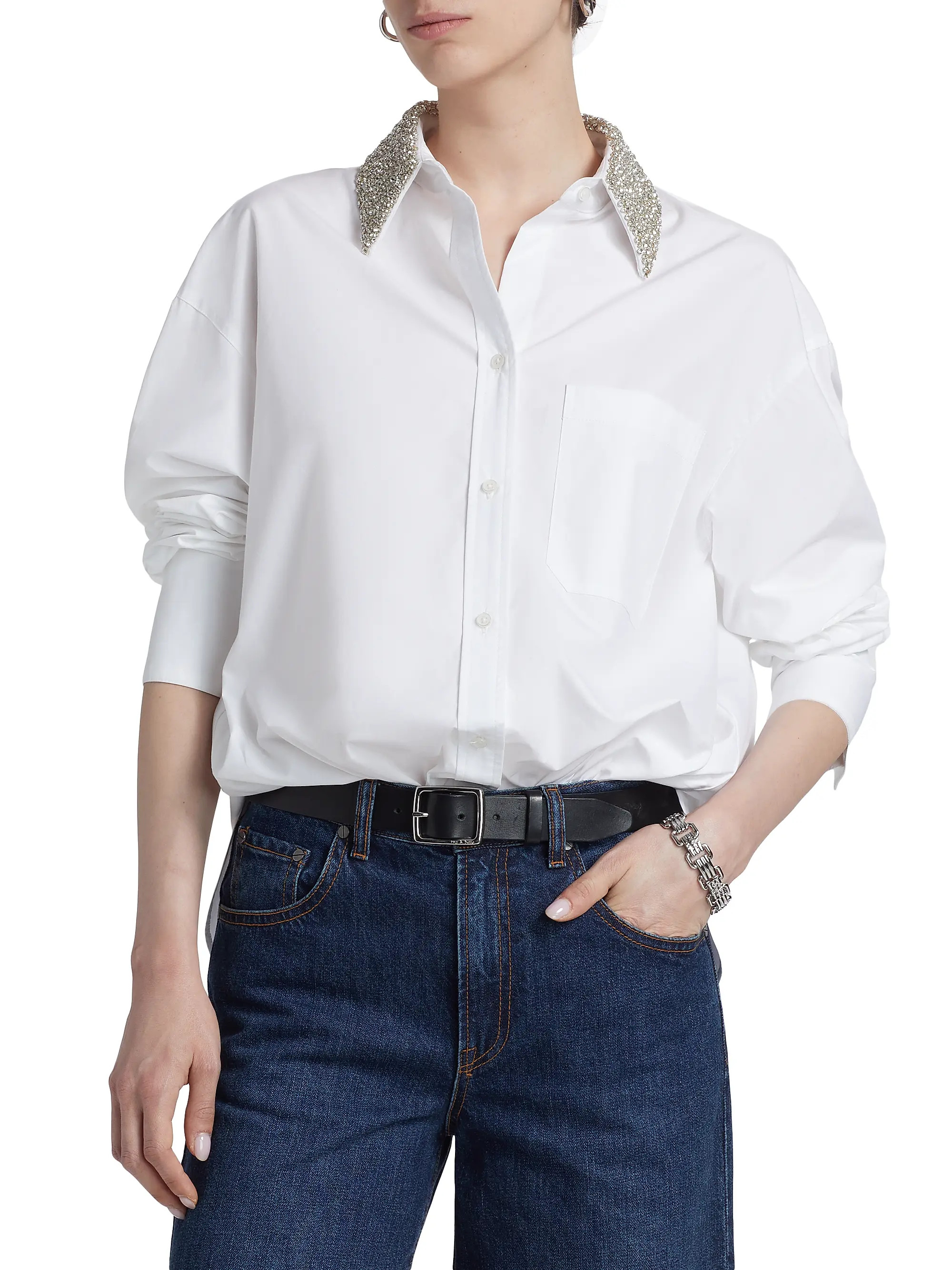 Big Joe Cotton Embellished Collar Shirt | Saks Fifth Avenue