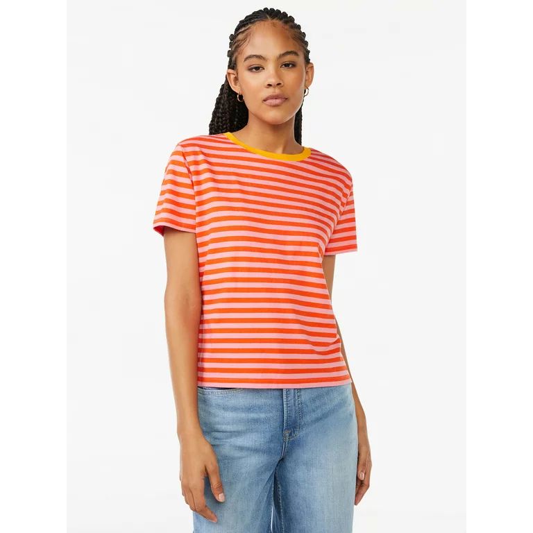 Free Assembly Women's Boxy Cropped Tee with Short Sleeves | Walmart (US)