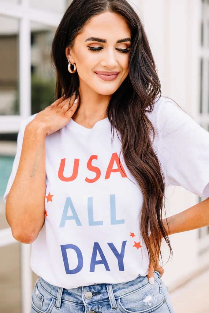 USA All Day White Graphic Tee | The Mint Julep Boutique