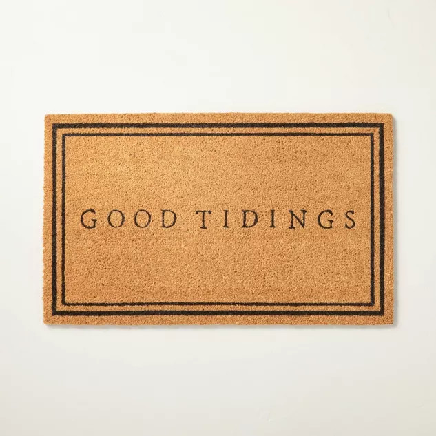 Good Tidings Bordered Rectangular Outdoor Doormat Black/Tan - Hearth & Hand™ with Magnolia | Target