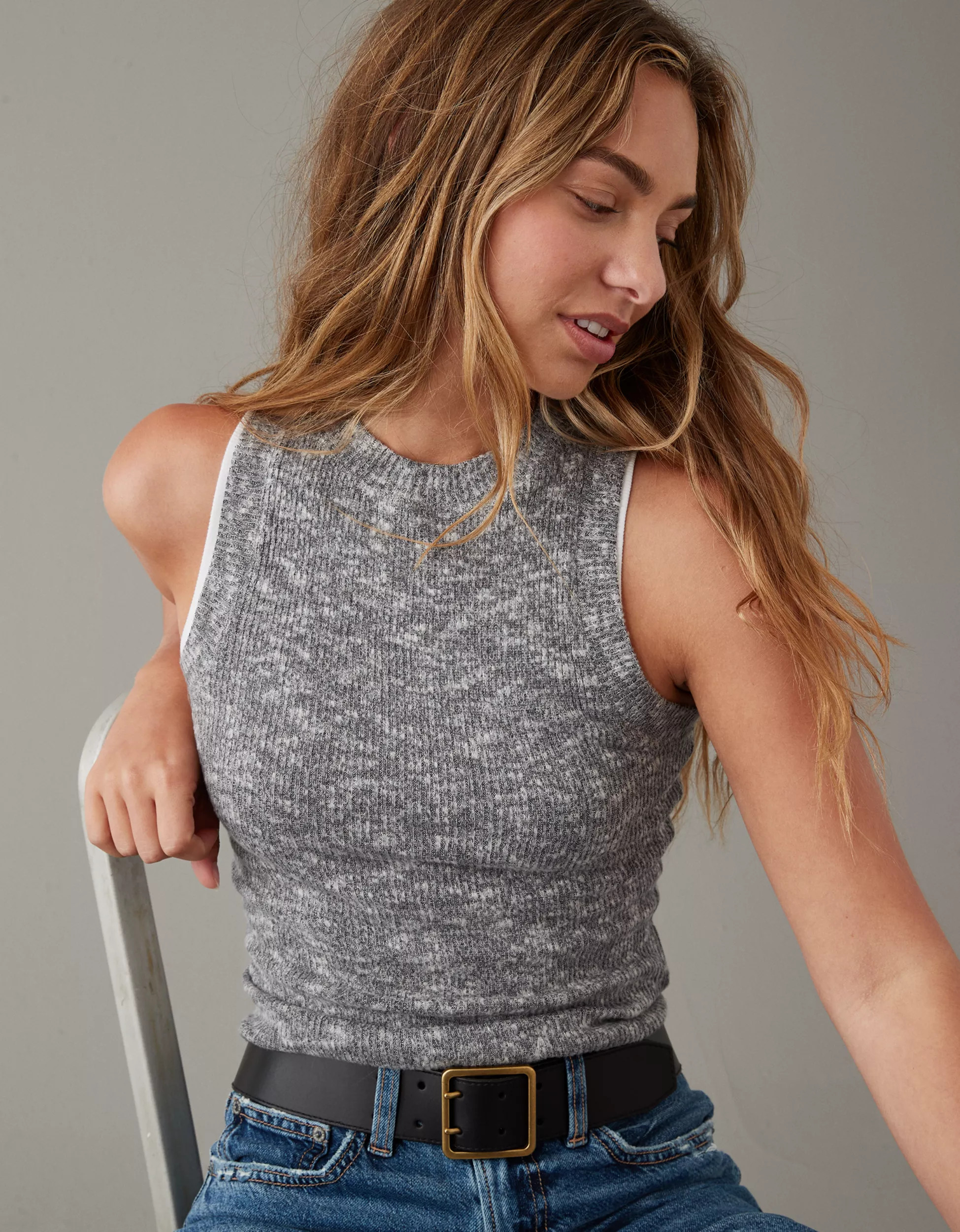 AE High Neck Plush Tank | American Eagle Outfitters (US & CA)