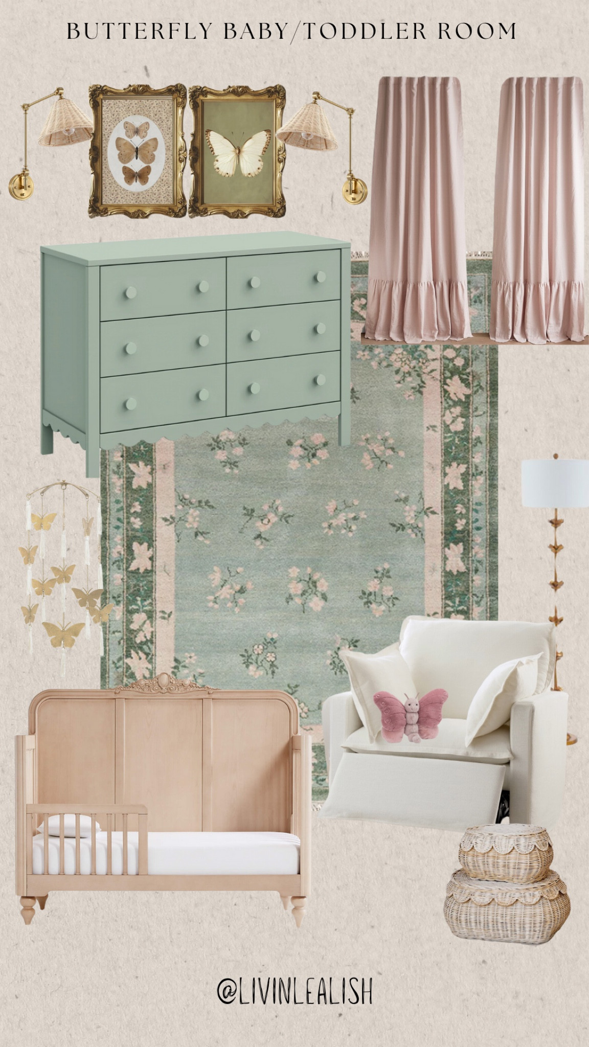 The sweetest baby/toddler butterfly girls room! 🦋 #nursery #babygirlnursery #butterflynursery #toddlerroom #toddlergirlsroom #nurserydecor 

#LTKKids #LTKHome #LTKBaby