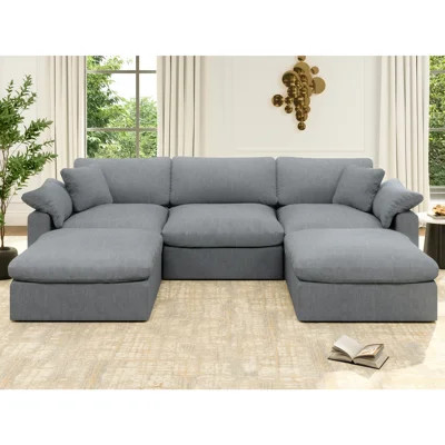 Hibbha 110.8'' Upholstered Sofa, Cloud Sofa, Oversized Modular Sectional Sofa Down Filled Comfort Modular Couch with Removable Cover for Living Room O | Wayfair North America