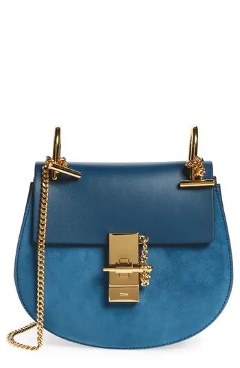 Chloe 'Mini Drew' Leather Crossbody Bag - Blue | Nordstrom