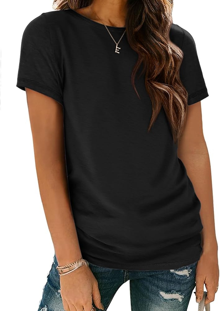 ATHMILE Womens T Shirt Summer Tops Short Sleeve Fashion Basic Casual Oversized Beach Vacation Clo... | Amazon (US)