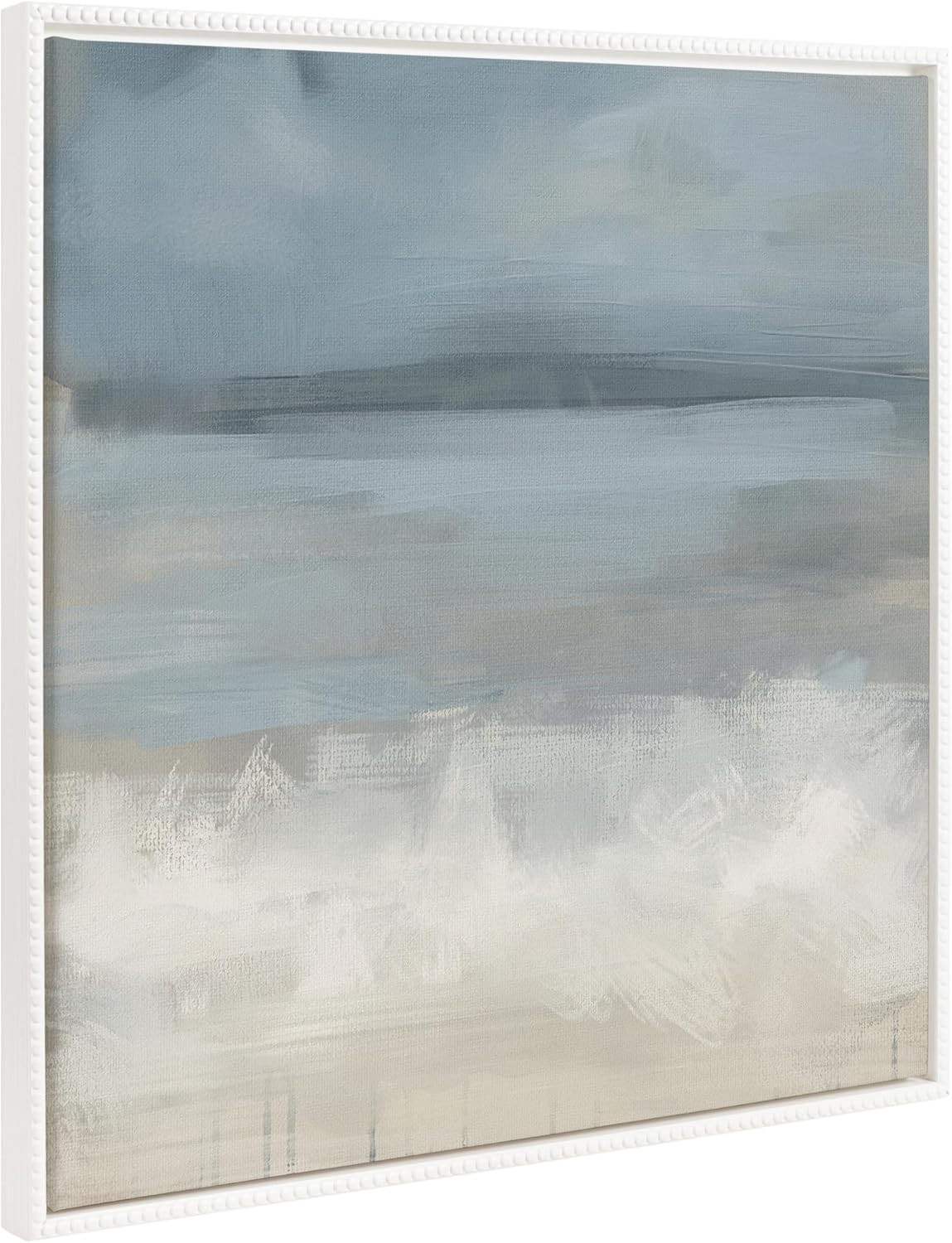 Kate and Laurel Sylvie Beaded The Blues Vintage Framed Canvas Wall Art by Mary Sparrow, 30x30 White, Modern Abstract Ocean Landscape Art for Wall | Amazon (US)
