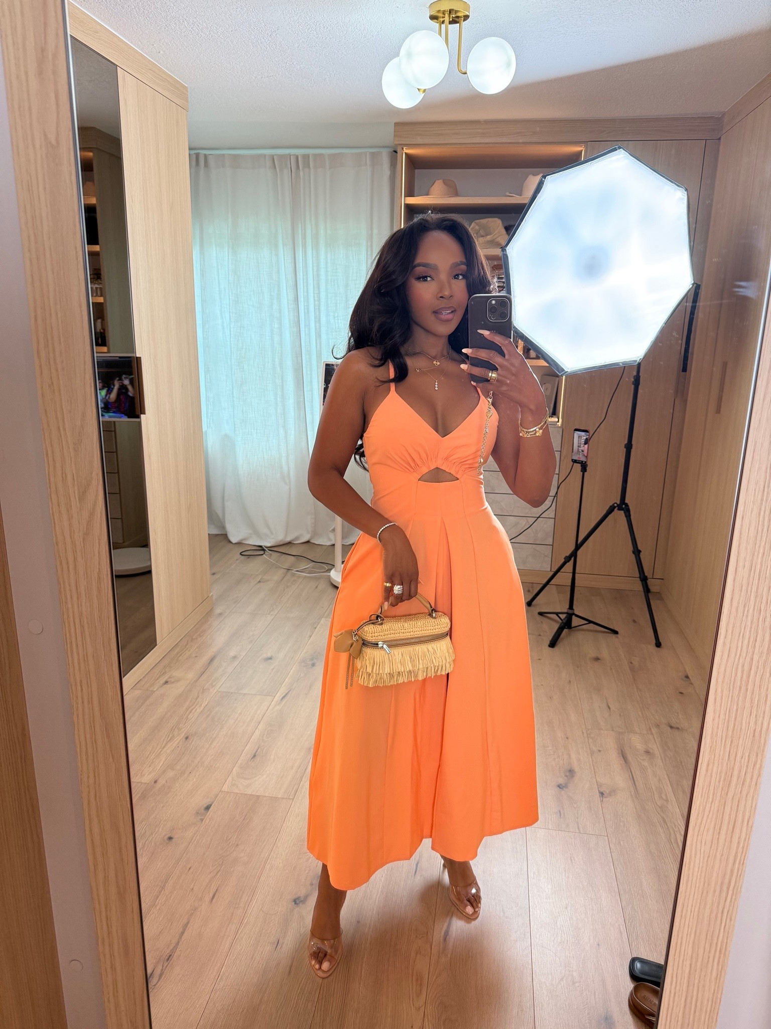 Hi Babes!

This dress is giving tropical vacation, sunset dinners, and compliments all night long 🧡✨

The color is absolutely stunning in person and the fit is so flattering with the subtle cutout detail and flowy silhouette. It’s one of those dresses that looks far more expensive than it is.

Where to wear this:
• Beach vacations
• Resort dinners
• Summer weddings
• Cruise nights
• Date nights
• Tropical getaways

Style tip: Pair it with raffia accessories and gold jewelry for the ultimate vacation-ready look.

Everything is linked below!

xx Kira | IG: KirasFashionFinds

34D - 27 - 40 • Size Small or 4