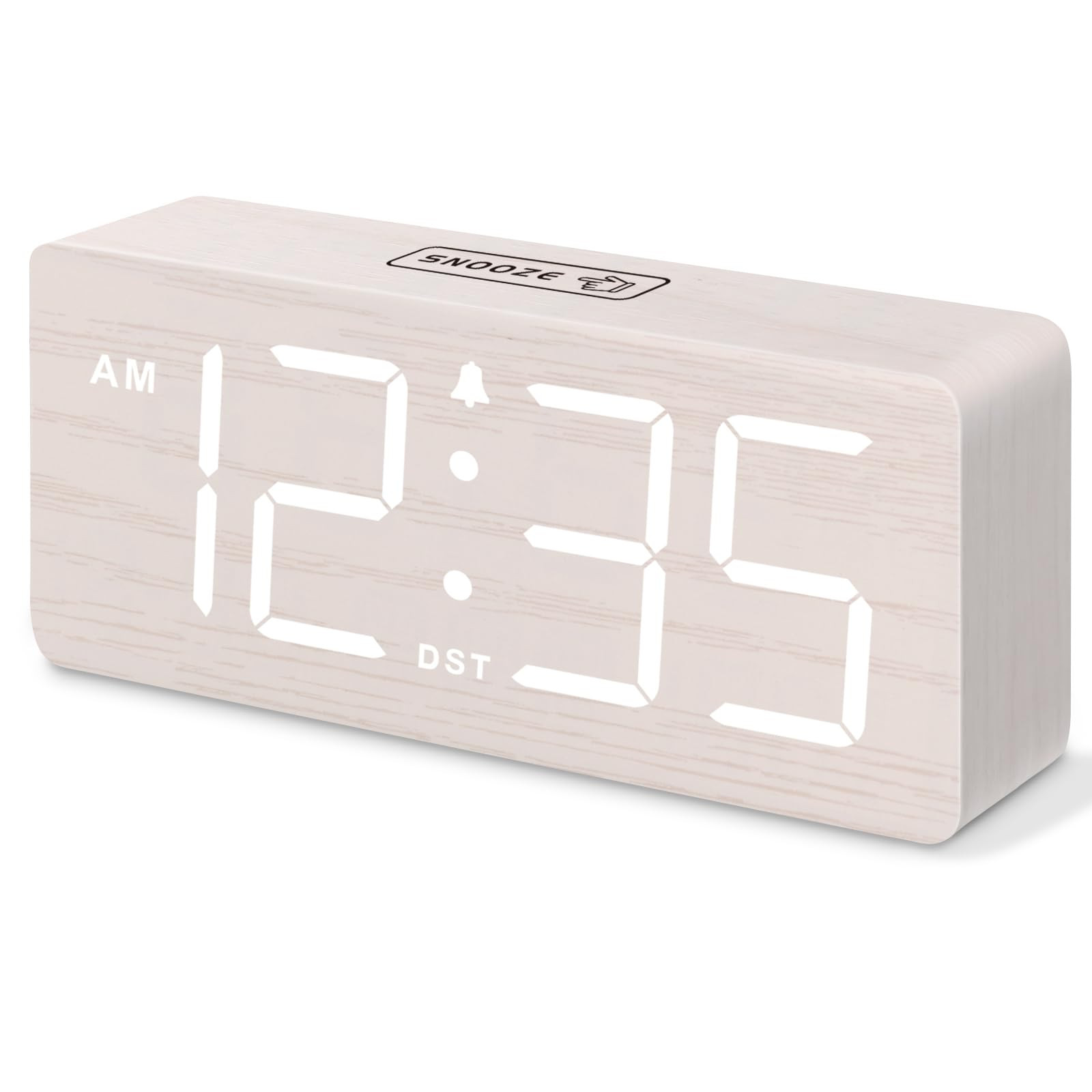 DreamSky Wooden Digital Alarm Clock for Bedroom - Desk Clock for Living Room with Large Numbers, ... | Amazon (US)