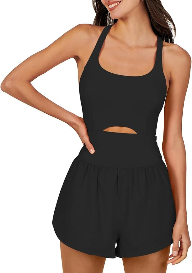 ANRABESS Womens Athletic Workout Romper Summer Running Onesie Exercise Jumpsuits One Piece Outfit... | Amazon (US)