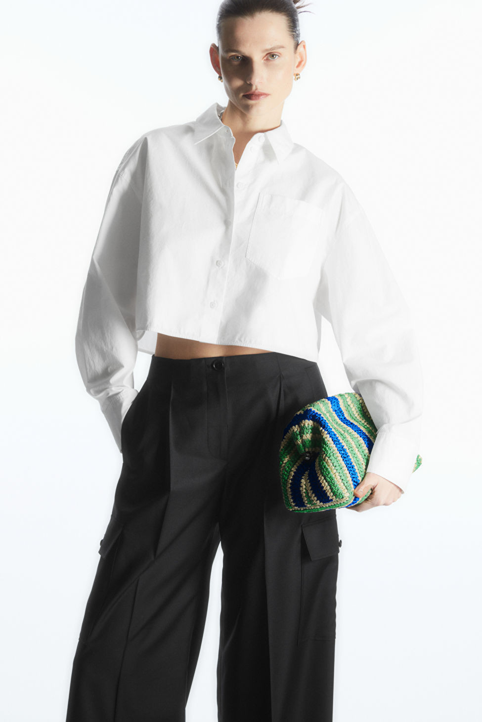 FRAMED RAFFIA CLUTCH - BLUE / GREEN / STRIPED - Accessories - COS | COS (US)