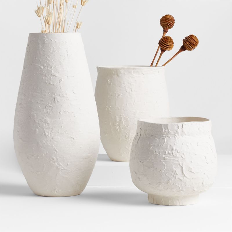 White Textured Ceramic Vases | Crate & Barrel | Crate & Barrel