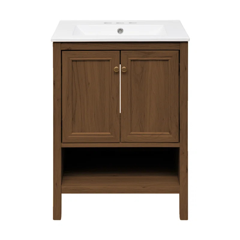 Château 24" Freestanding Bathroom Vanity Oak with 3-Hole Centerset Sink Top | Wayfair North America