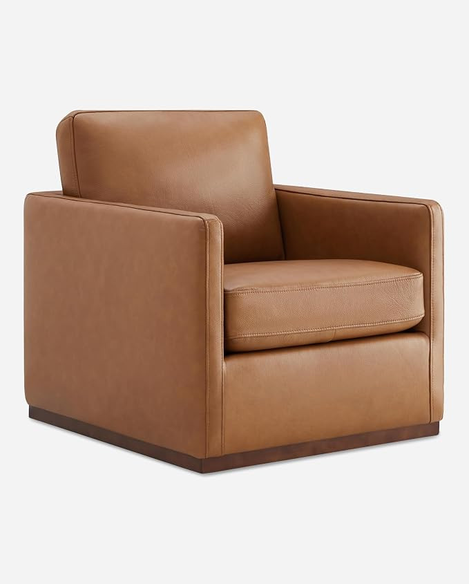 CHITA Genuine Leather Swivel Chair, Wood Frame, Fully Assembled, Saddle | Amazon (US)