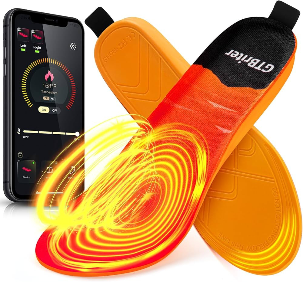 GTBriter Heated Insoles for Men Women APP Control 3500 mAh Rechargeable Heated Shoe Insoles Up to... | Amazon (US)