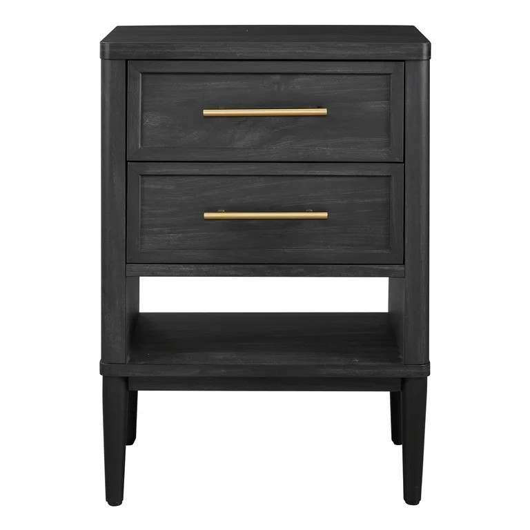 Better Homes & Gardens Oaklee 2-Drawer Nightstand for Bedroom,Charcoal Finish | Walmart (US)