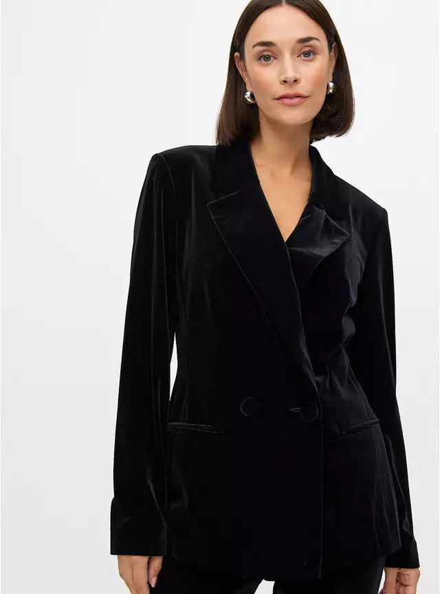 Buy Black Velvet Hourglass Blazer 10 | Blazers | Tu | Tu Clothing