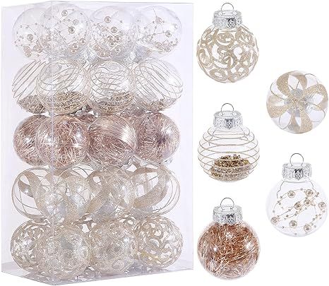 60MM/2.36" Christmas Ornaments Set, 30pcs Clear Christmas Ornaments Champagne Shatterproof Decora... | Amazon (US)