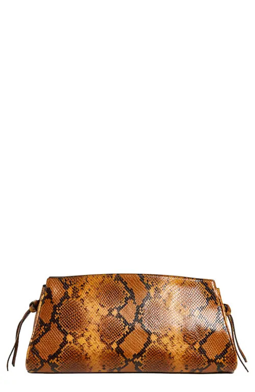 STAUD Maude Soft Leather Clutch in Snake at Nordstrom | Nordstrom