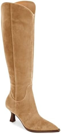 Coutgo Womens Wide Calf Knee High Boots Kitten Heel Pointed Toe Tall Boots Side Zipper Fall Winte... | Amazon (US)