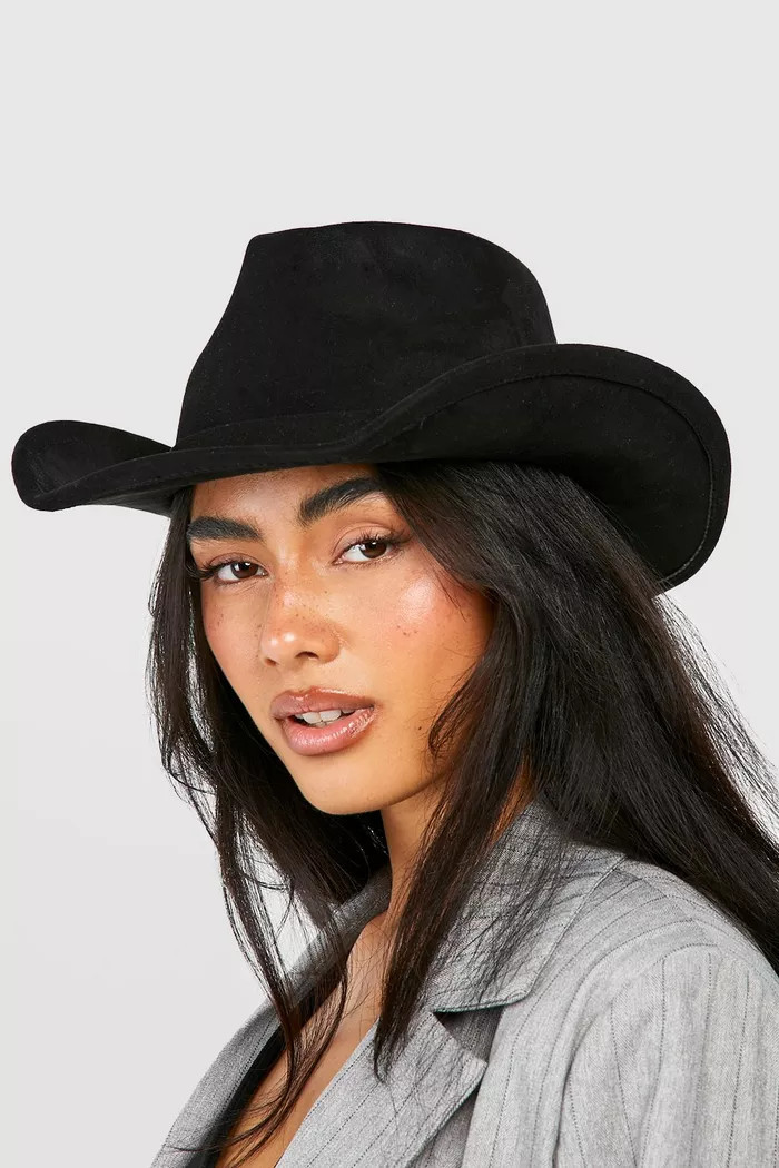 Curved Edge Cowboy Fedora Hat | boohoo (US & Canada)
