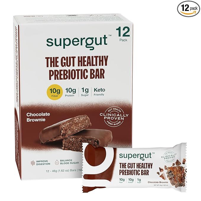 Supergut Prebiotic Bars | Meal Replacement | Gut Health | High Fiber and Protein | Low Sugar | Ke... | Amazon (US)
