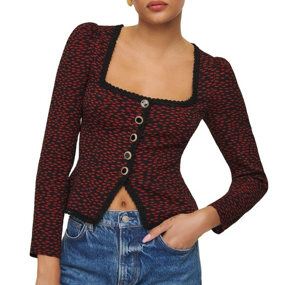 Reformation Nikky Lace Trim Top Color: French Kiss | Poshmark