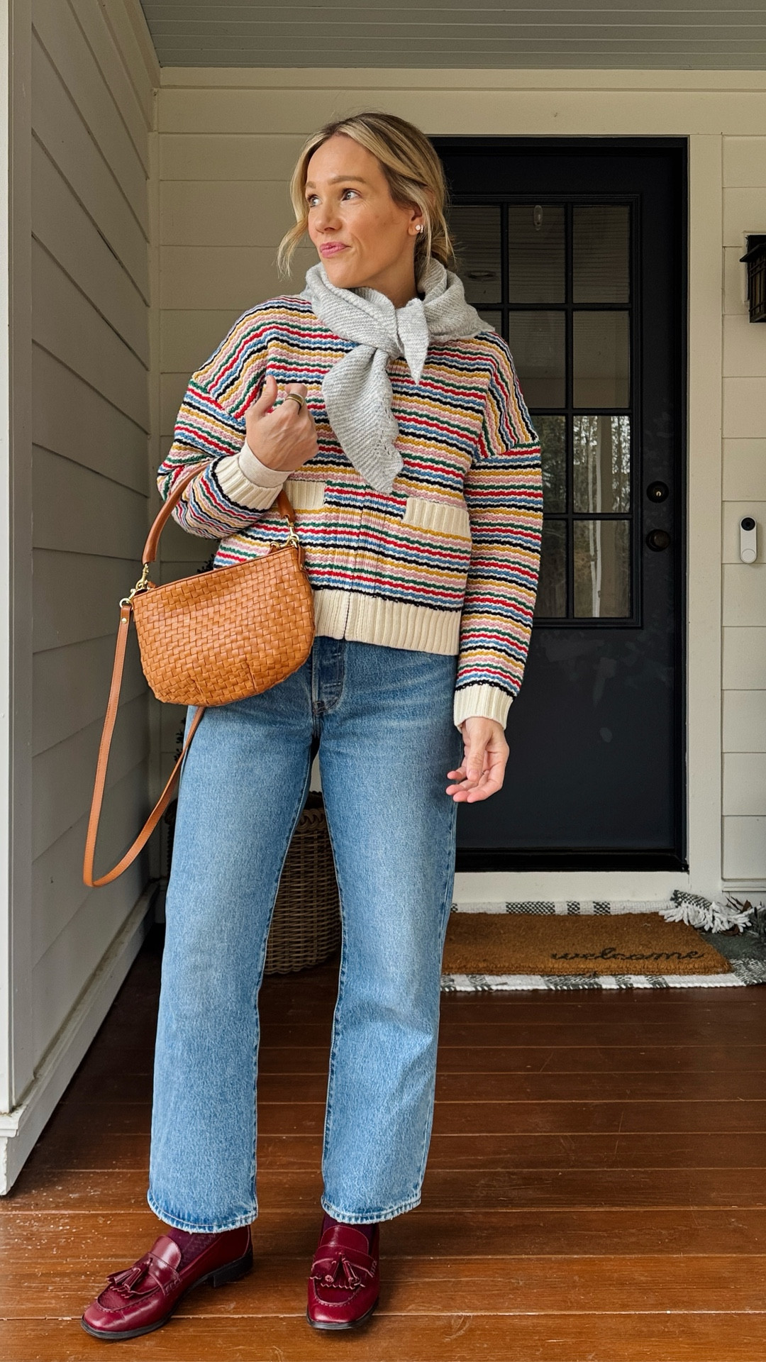 wearing my regular size 4 in Boden zip sweater jacket & ME&EM long sleeve ribbed top, color is cream melange ~ Levi's 501 90's are amazing and just over $100, wearing my regular size ankle length (5'3") ~ J.Crew loafers are currently sold out but linked a few new arrivals ~ Clare V Petite Moyen Messenger bag comes with double straps, Anthropologie scallop scaf also linked the Sezane that is gorgeous ~ eby underwear size up to medium ~ merit flush balm on lips & cheeks in LeBonBon ~ xo, Claire

#LTKOver40 #LTKootd #LTKgrwm