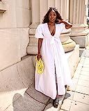 The Drop Women's Bright White Puff-Sleeve Front-Bow Button-Down Maxi Dress by @highlowluxxe, XL | Amazon (US)