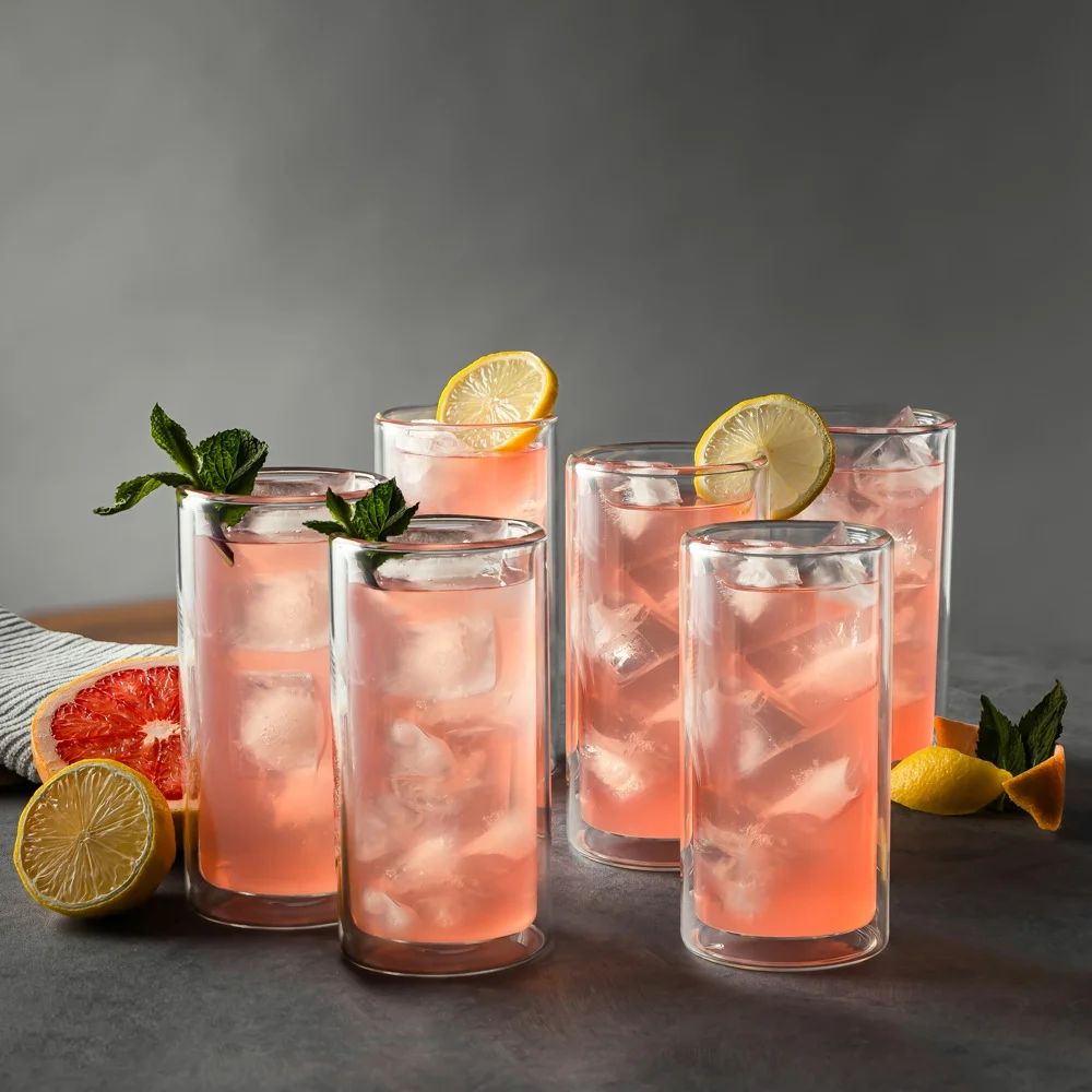 Thyme & Table 16oz Double Wall Drinking Glass, Clear | Walmart (US)