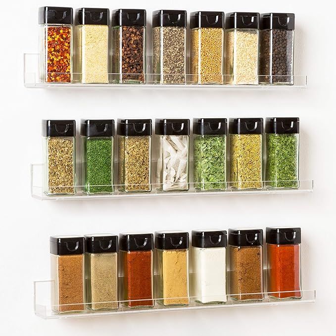 'Invisible' Acrylic Spice Rack Wall Mount Organizer [3 Pack 15" Shelves ] New Design With Shelf E... | Amazon (US)