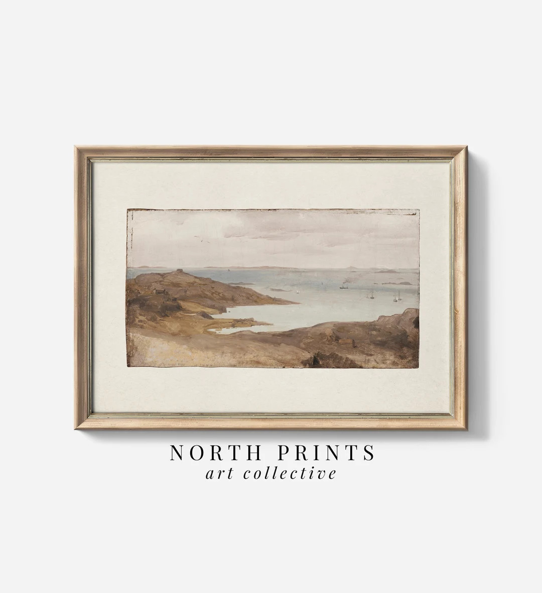 Rustic Coastal Print | Vintage Seascape Scenery Painting | Warm Brown Tones Digital PRINTABLE | 3... | Etsy (US)