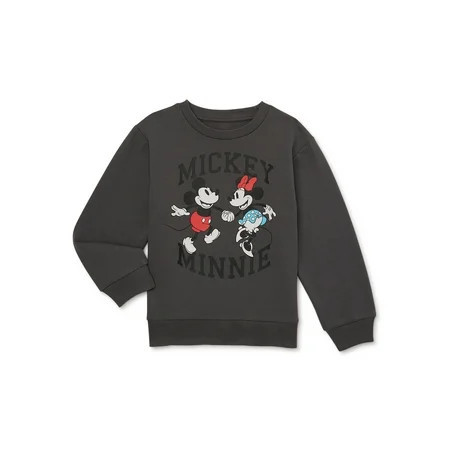 Disney Mickey and Minnie Mouse Girls Graphic Crewneck Fleece Sweatshirt, Size 4-16 | Walmart (US)