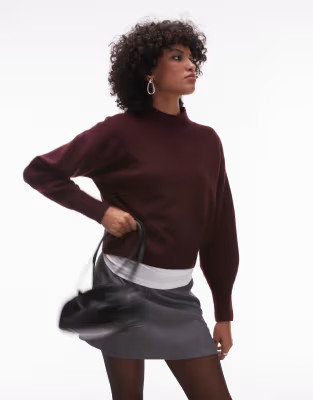 & Other Stories mock neck jumper in burgundy | ASOS | ASOS (Global)