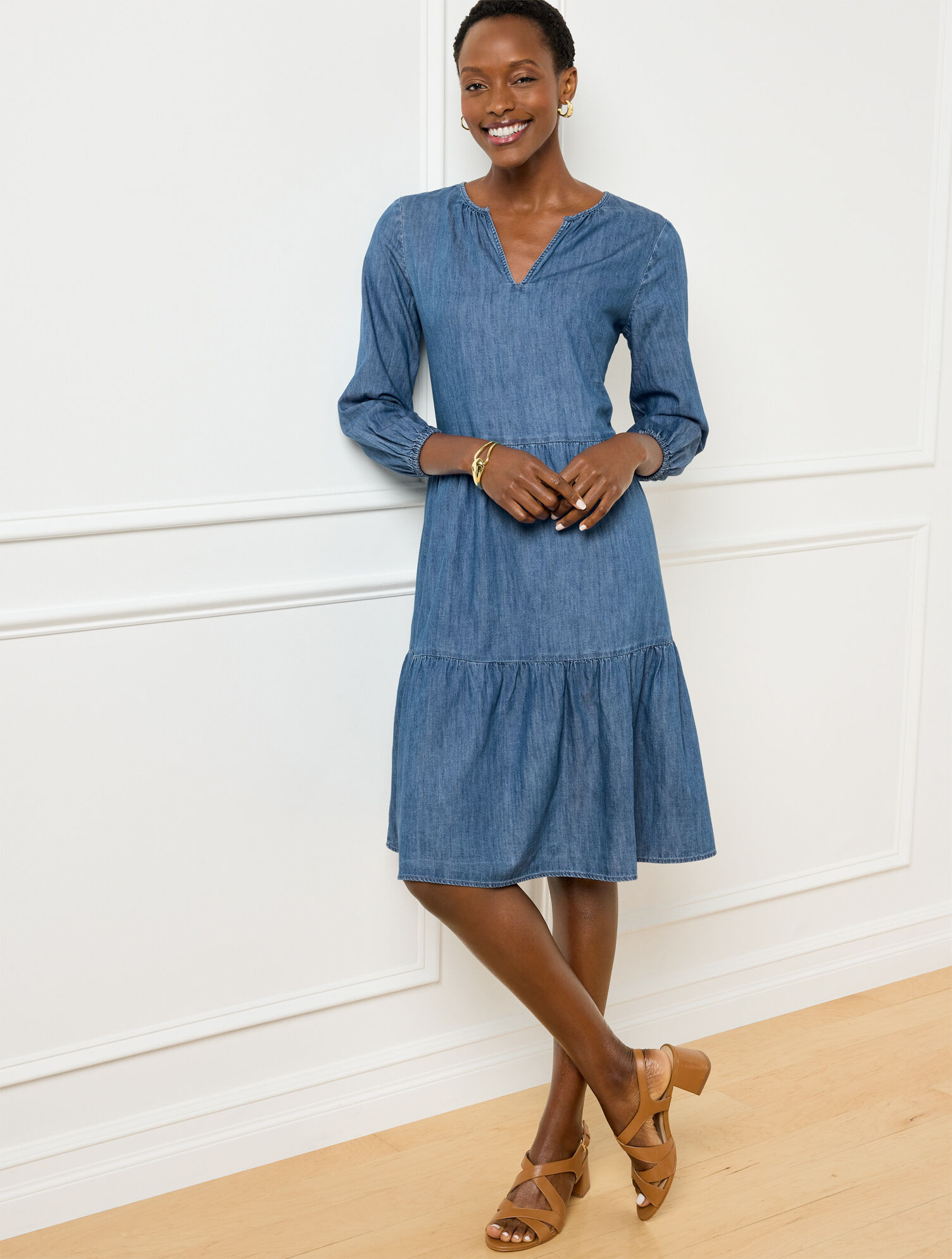 Tiered Denim Dress | Talbots