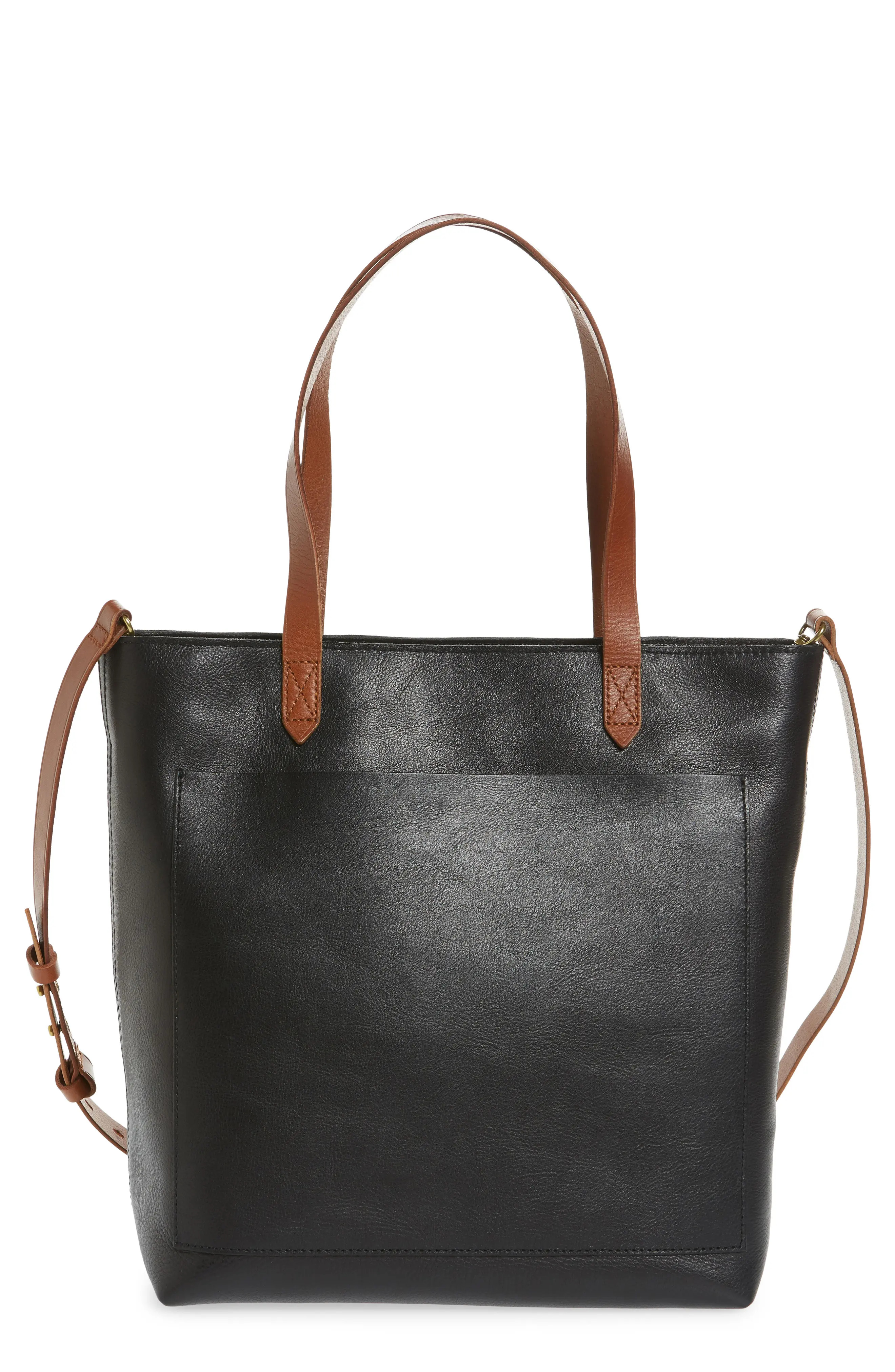 Madewell The Zip-Top Medium Transport Leather Tote - Black | Nordstrom