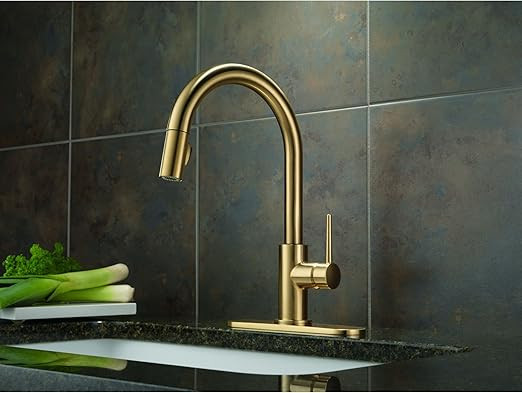 Delta Faucet Trinsic Gold Kitchen Faucet, Kitchen Faucets with Pull Down Sprayer, Kitchen Sink Fa... | Amazon (US)