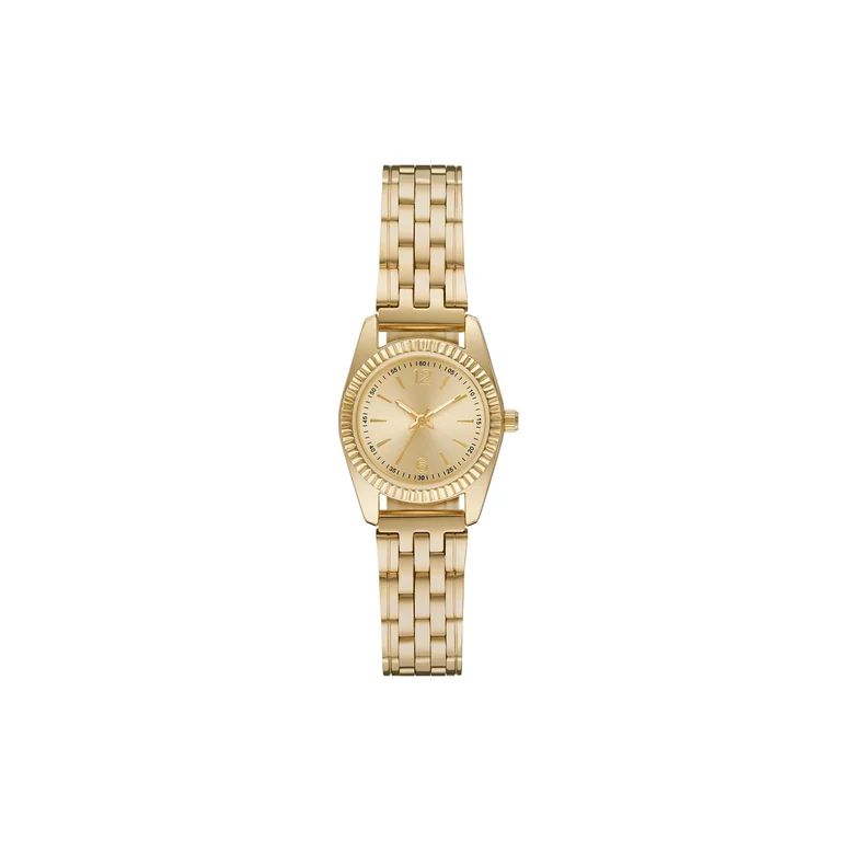 Time and Tru Ladies' Bracelet Watch with Gold Tone Coin Edge Case and Bracelet and Gold Sunray Di... | Walmart (US)