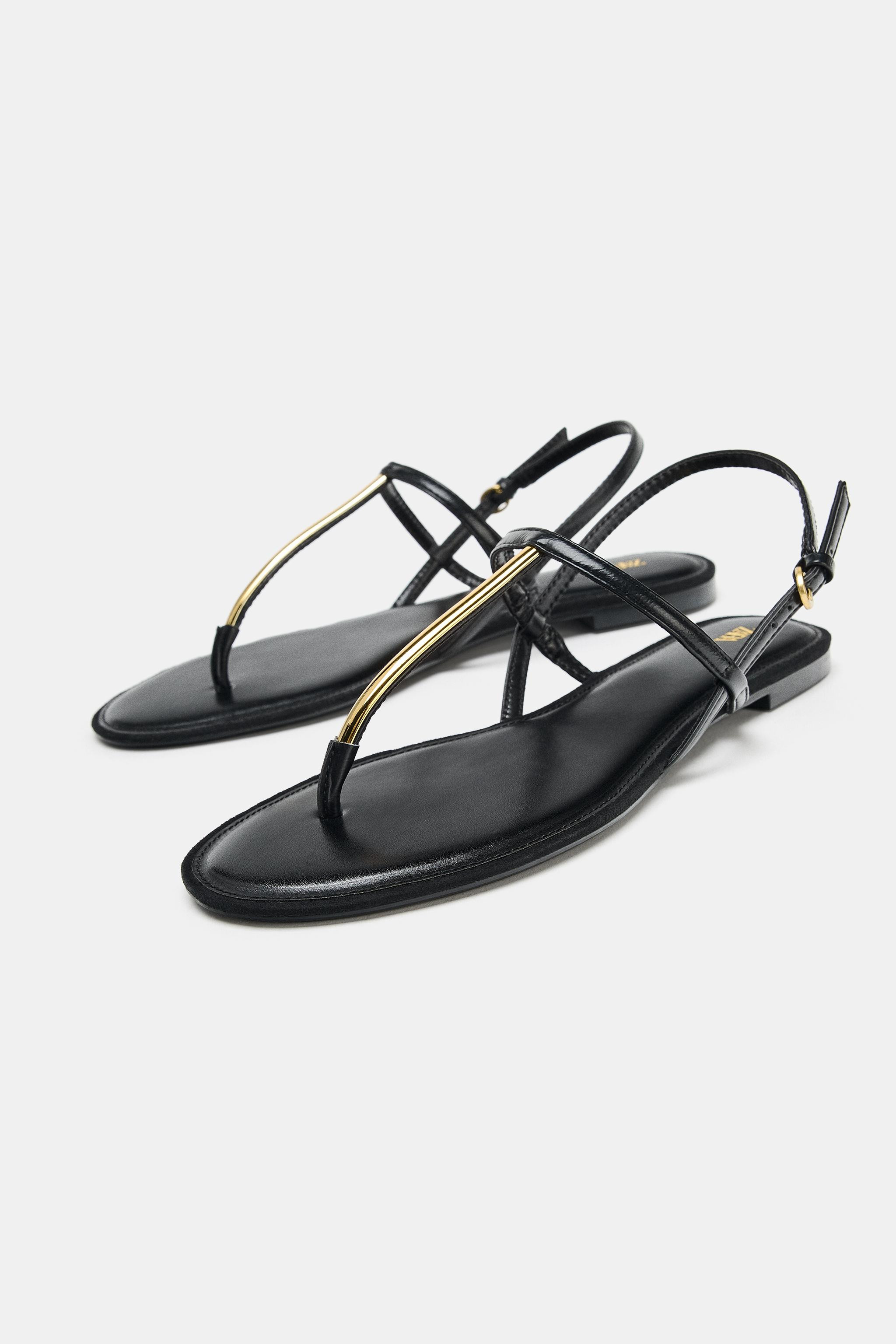 FLAT SANDALS WITH METAL DETAIL | Zara UK
