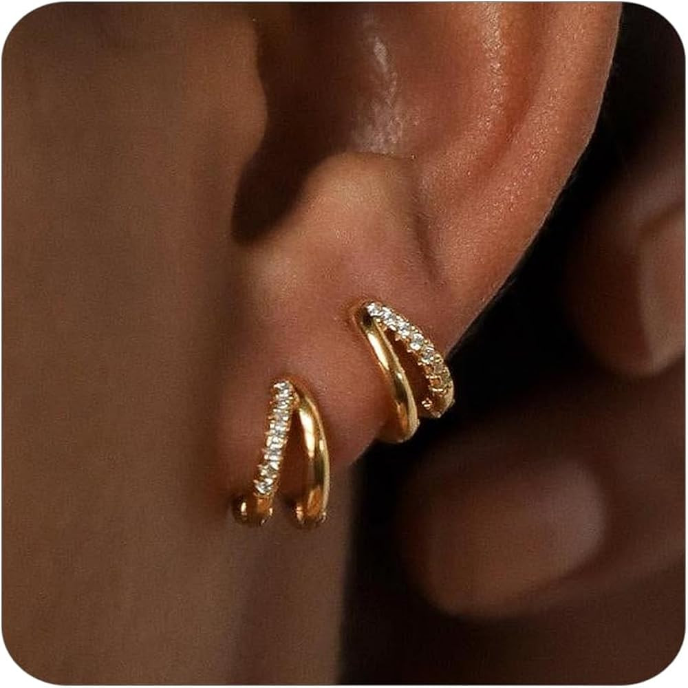 Gold Hoop Earrings for Women,14K Gold Huggie Hoop Earrings for Gift | Amazon (US)