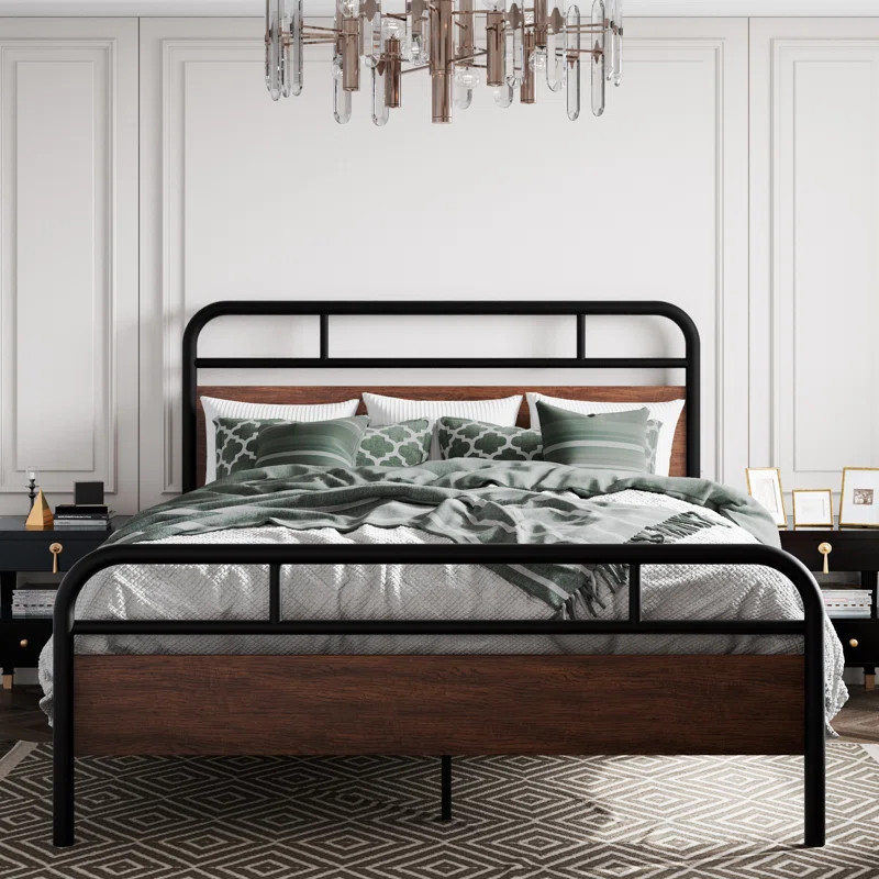 Milligan Solid Wood Bed Frame with Black Slats | Wayfair North America
