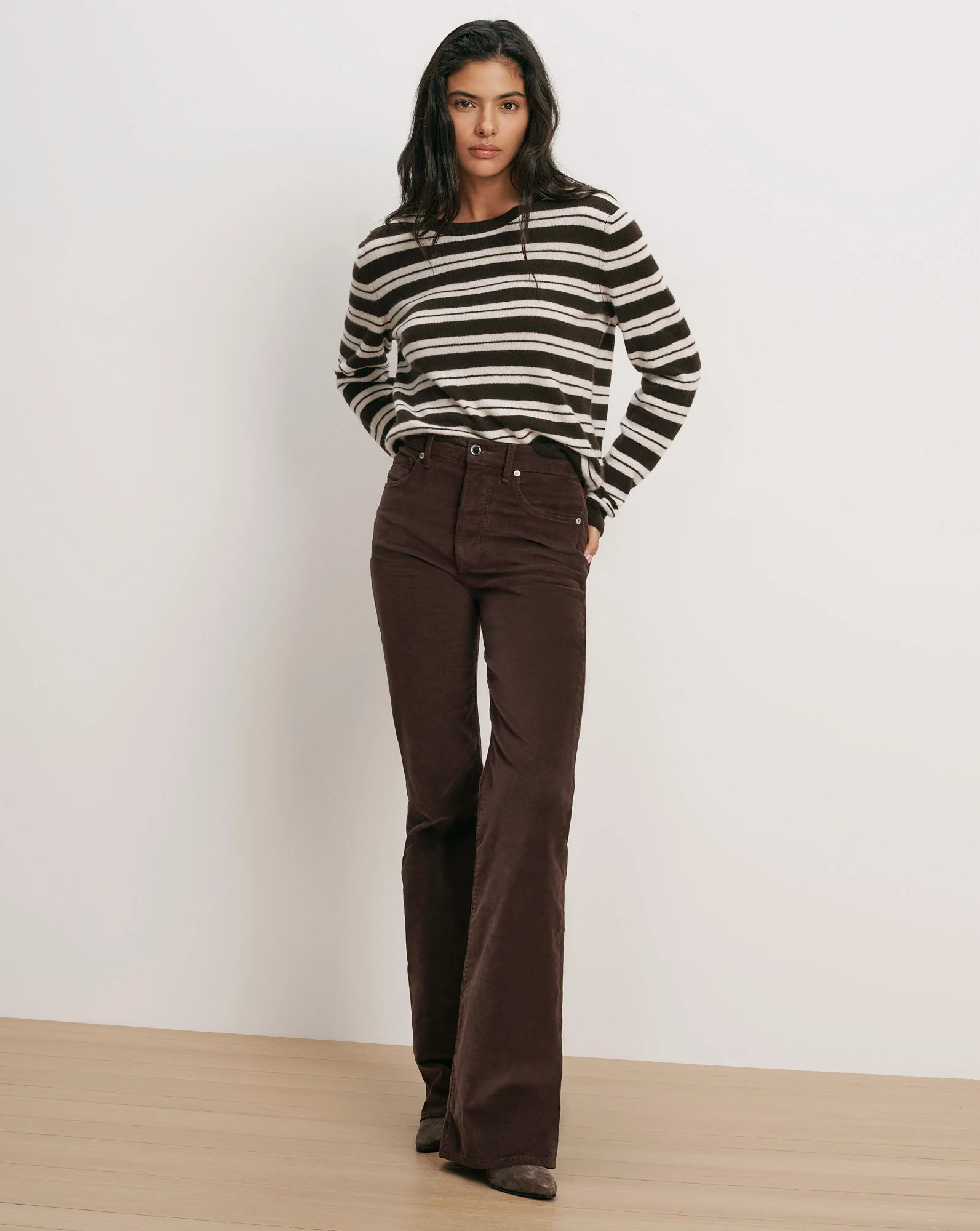 Veronica Beard Crosbie Corduroy Slim Wide-Leg Pant Espresso | Veronica Beard
