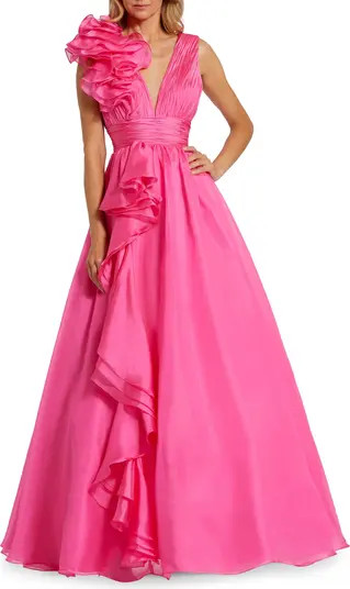 Mac Duggal Ruffle Detail Ruched Chiffon Ballgown | Nordstrom | Nordstrom