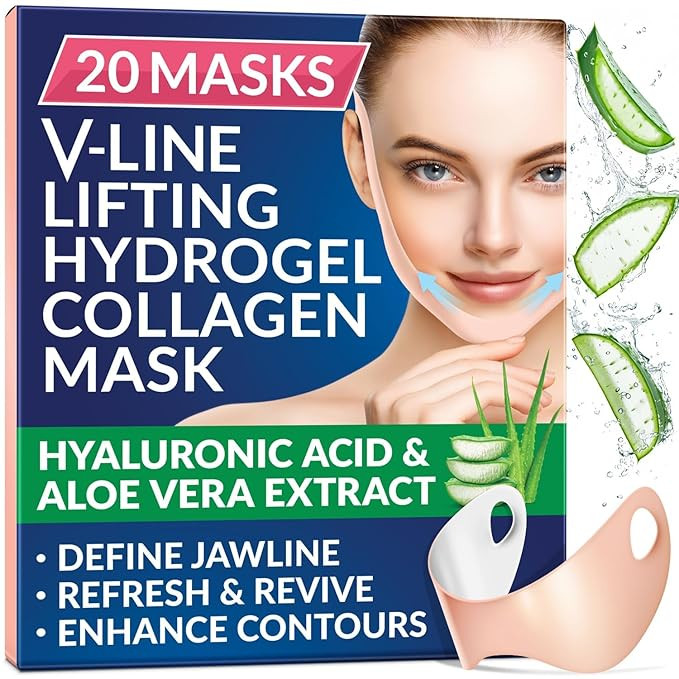 Stylia Double Chin Mask - V Line Chin Strap - Toning Hydrogel Collagen Face Mask with Hyaluronic ... | Amazon (US)