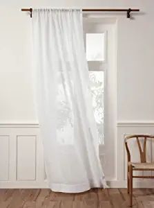 Solino Home Linen Sheer Curtain – 52 x 96 Inch White Rod Pocket Window Panel – 100% Pure Natu... | Amazon (US)