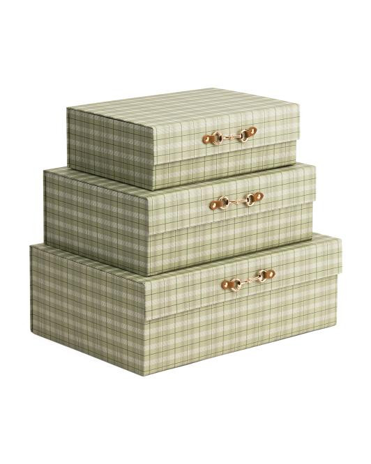 Set Of 3 Plaid Decorative Boxes | TJ Maxx